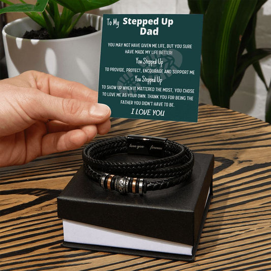 To My Stepped Up Dad Bonus Dad Men Bracelet Gift For Stepdad Father's Day Gift Best Dad Gift, Christmas Gift for Stepdad