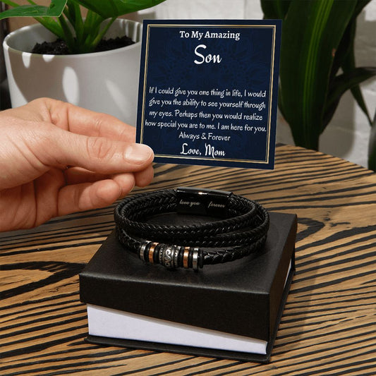 To My Son Men's Bracelet  Gift, Birthday Gift For Son, Christmas Gift From Mom To Son, Graduation Gift, Love You Forever Bracelet