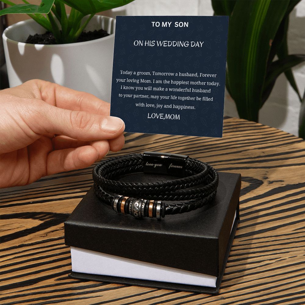 To My Son Love You Forever Bracelet, Wedding Day Gift From Loving Mom, Birthday Gift For Son, Christmas Gift For Him, Mother To Son Gift.