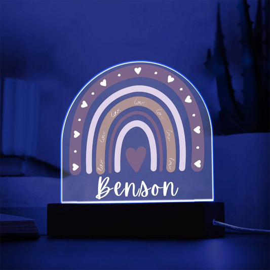 Boho Rainbow Kids Acrylic Night Light, Custom Name Night ight Kids or Grandkids Birthday Gift, Personalized Light
