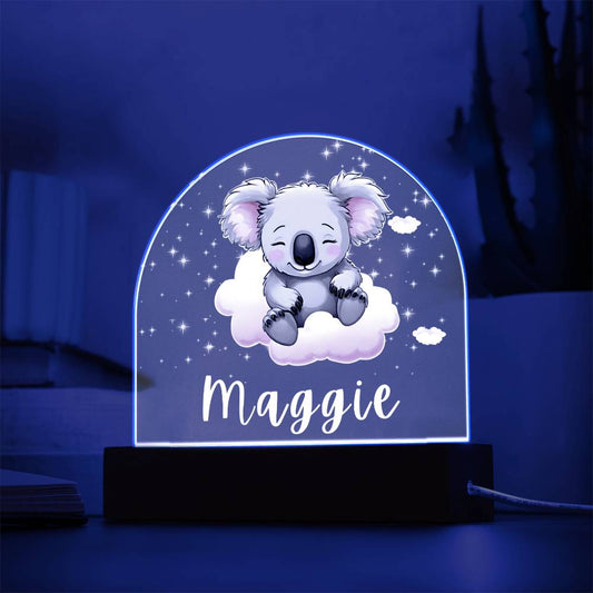 Koala Acrylic Night Light, Girls Bedroom Night Light, Personalized Kids Room Night Light, Custom Name Gift for Kids, Birthday Gift From Mom or Dad, Christmas Gift for Girls, Grandkids Gift