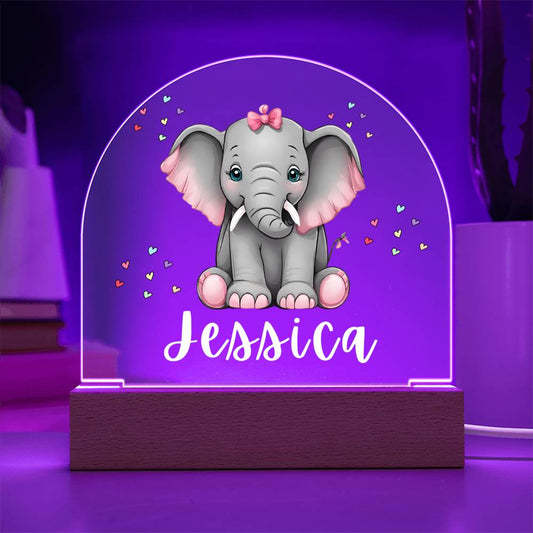 Pink Elephant Night Acrylic Light, Baby Girls Night Light, Birthday or Christmas Gift for Daughter or Niece, Bedroom Decor, Baby Shower Gift, Custom Name Night Light