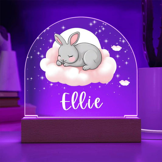 Cute Bunny Acrylic Night Light, Daughter Personalized Gift, Custom Name Night Light, Birthday or Christmas Gift , Grandkids Gift, Kids Bedroom NightLight