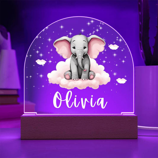 Acrylic Night Light for A Girl, Pink Elephant Acrylic Night Light, Birthday or Christmas Gift for Daughter or Niece, Granddaughter Gift, Kids Bedroom Decor