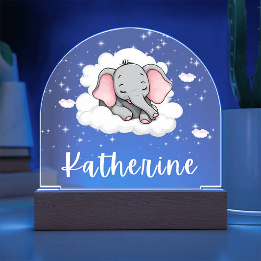 Sleeping Pink Elephant Night Acrylic Light, Gift for Granddaughter, Kids Bedroom Decor, Daughter Night Light, Birthday or Christmas Gift