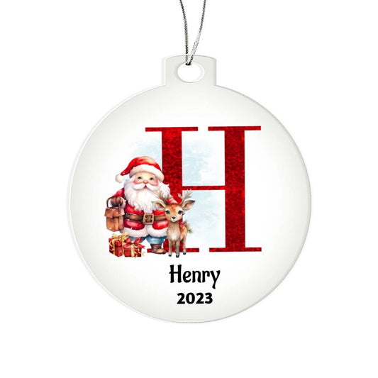 Name Initial Christmas Ornament, Kids Ornament, Arcylic Christmas Ornament