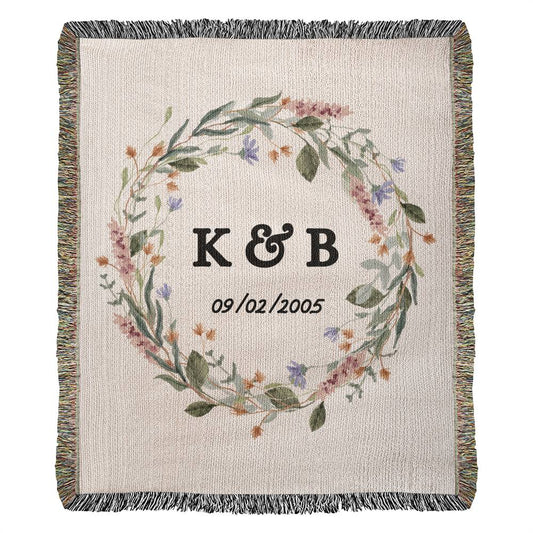 Couples Woven Blanket, Engagement Gift for Couple