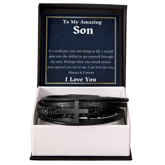 To My Son Bracelet Cross, Birthday or Christmas Gift for Son, Gift from Mom or Dad