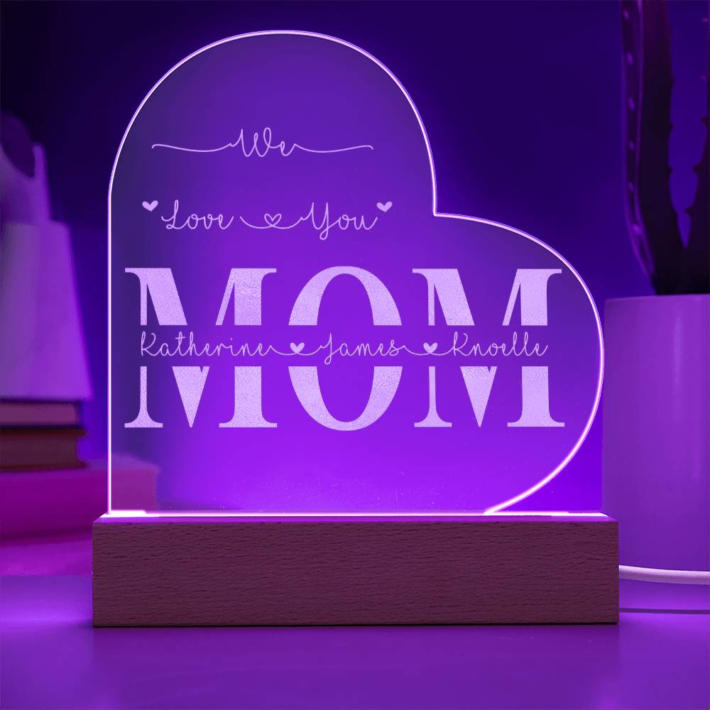 To My Mom Night Light, Custom Kids Names Acrylic Light, Mother's Day Gift from Kids, Christmas Gift Mom Gift from Daughter or Son