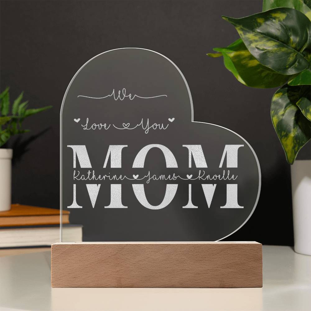 To My Mom Night Light, Custom Kids Names Acrylic Light, Mother's Day Gift from Kids, Christmas Gift Mom Gift from Daughter or Son
