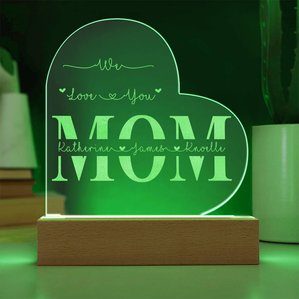 To My Mom Night Light, Custom Kids Names Acrylic Light, Mother's Day Gift from Kids, Christmas Gift Mom Gift from Daughter or Son