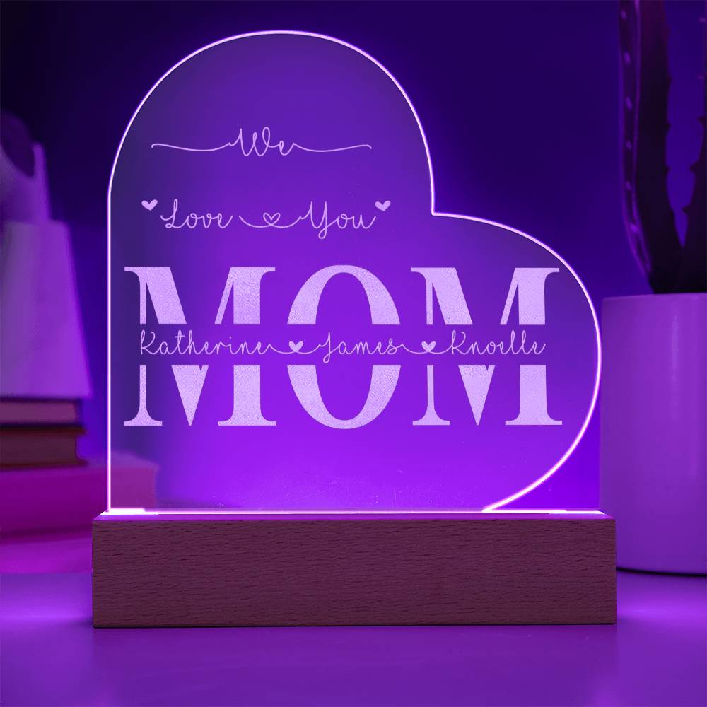 To My Mom Night Light, Custom Kids Names Acrylic Light, Mother's Day Gift from Kids, Christmas Gift Mom Gift from Daughter or Son