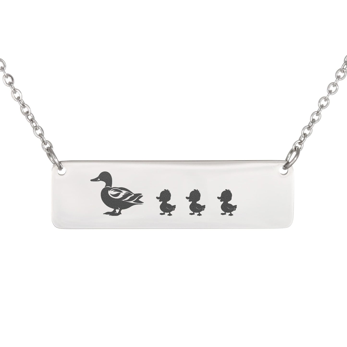 Mama Duck Custom Jewelry, Horizontal Bar Necklace With Baby Ducklings, Birthdays Gift For Mom, Mothers Day Gift.