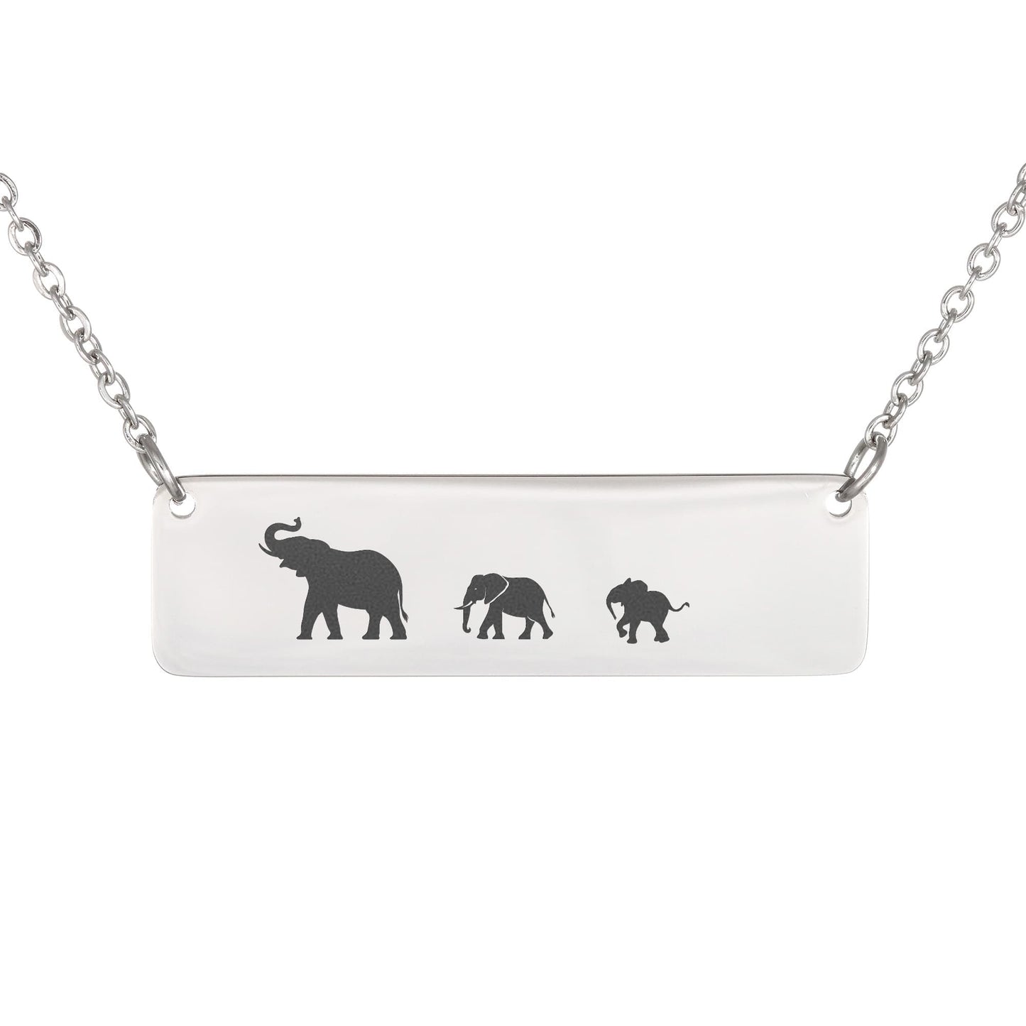 Mama Elephant With Calf Laser Engraved Necklace, Engraved Mother and Calf Jewelry, Birthday Gift For Mom.