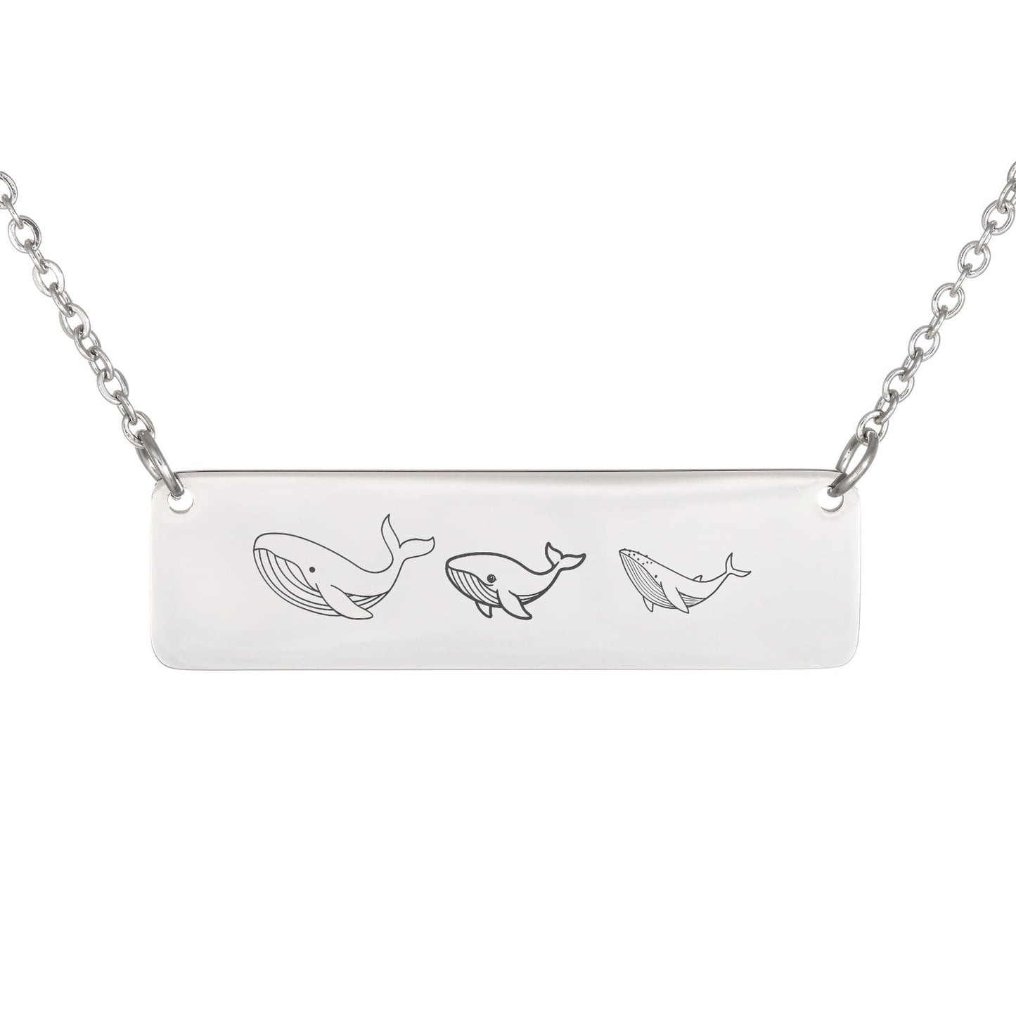 Whale  Mama Necklace, Mom Necklace Gift, Laser Engraved Horizontal Bar Necklace,  Birthday Gift For Her.