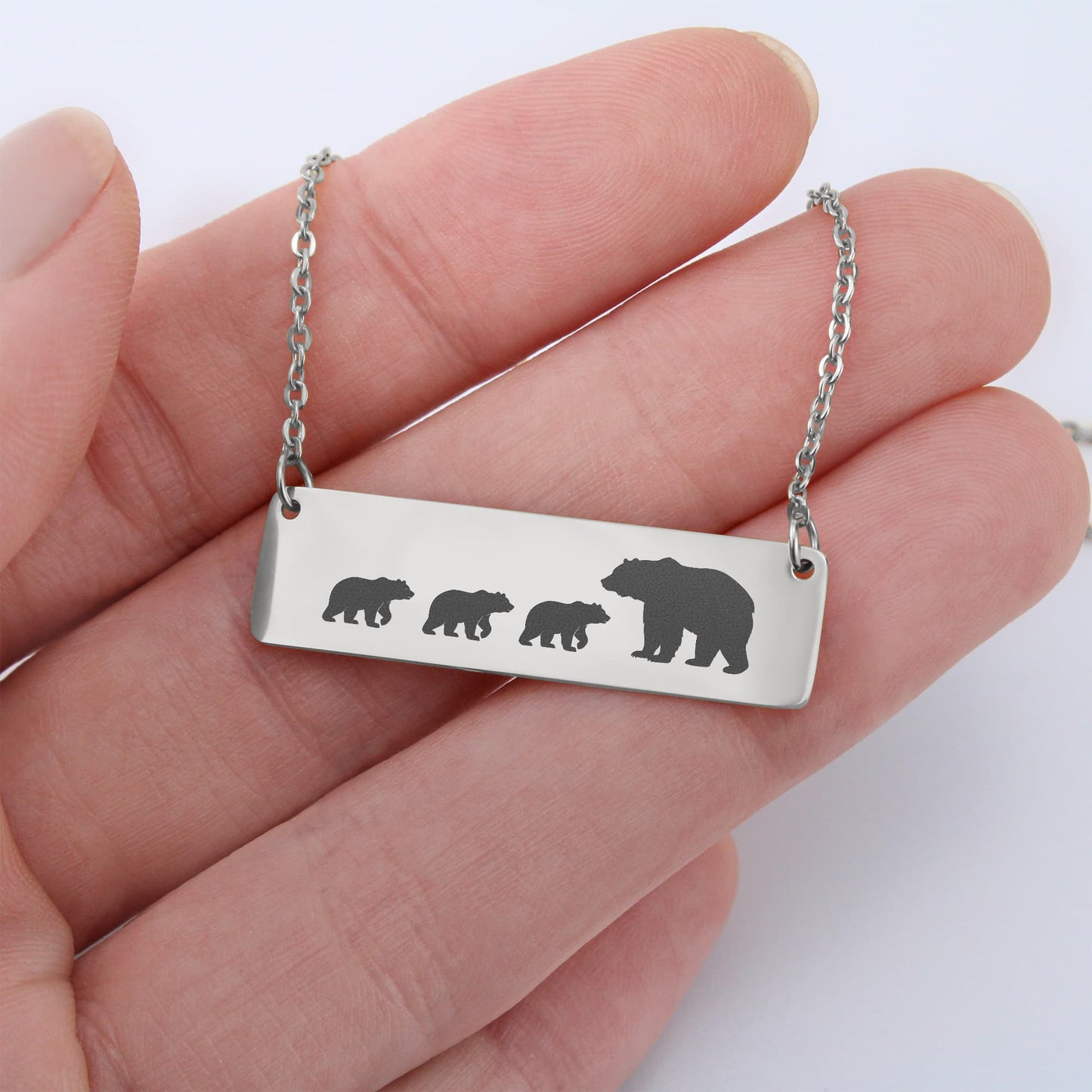 Engraved Mama Bear Necklace, Mom Necklace Gift,  Mama Bear Bar Necklace, Birthday Gift For Mom