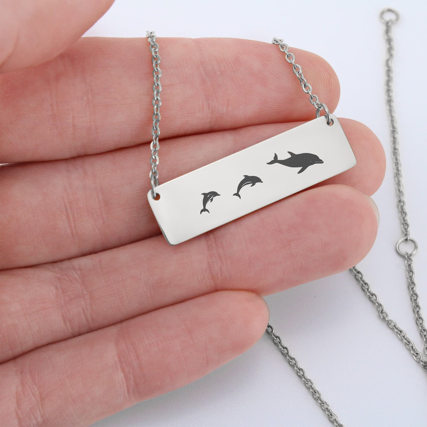 Mermaid Mama Jewelry Gift, Mom Birthday Gift, Mom Baby Necklace, Engraved Bar Necklace.