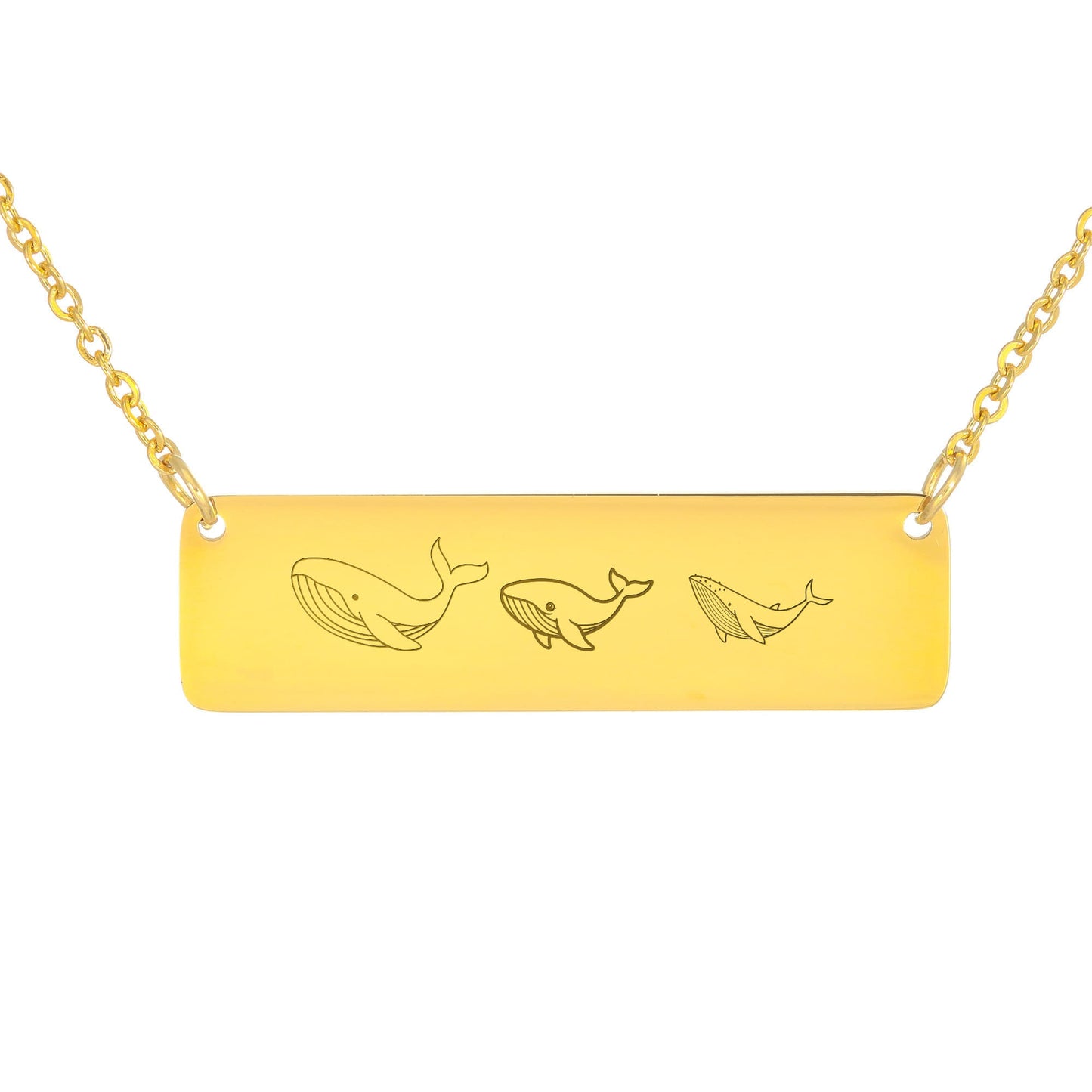 Whale  Mama Necklace, Mom Necklace Gift, Laser Engraved Horizontal Bar Necklace,  Birthday Gift For Her.