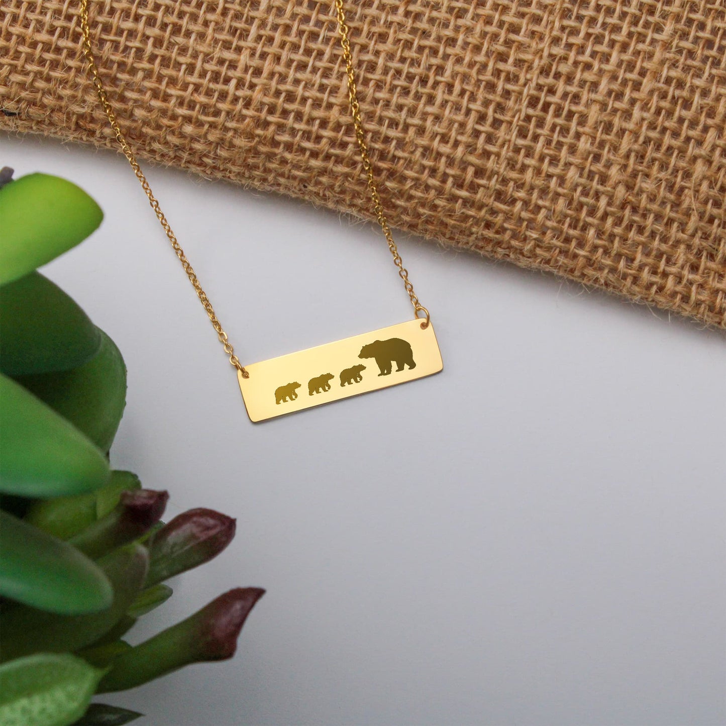 Engraved Mama Bear Necklace, Mom Necklace Gift,  Mama Bear Bar Necklace, Birthday Gift For Mom