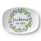 Custom Farmhouse Personalized Platter, Family Last Name Wreath Gift Plate for Wedding Shower Anniversary Housewarming