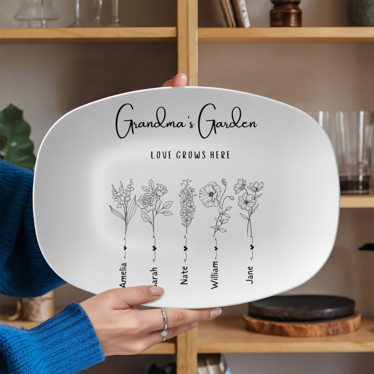 Grandma's graden black and white platter