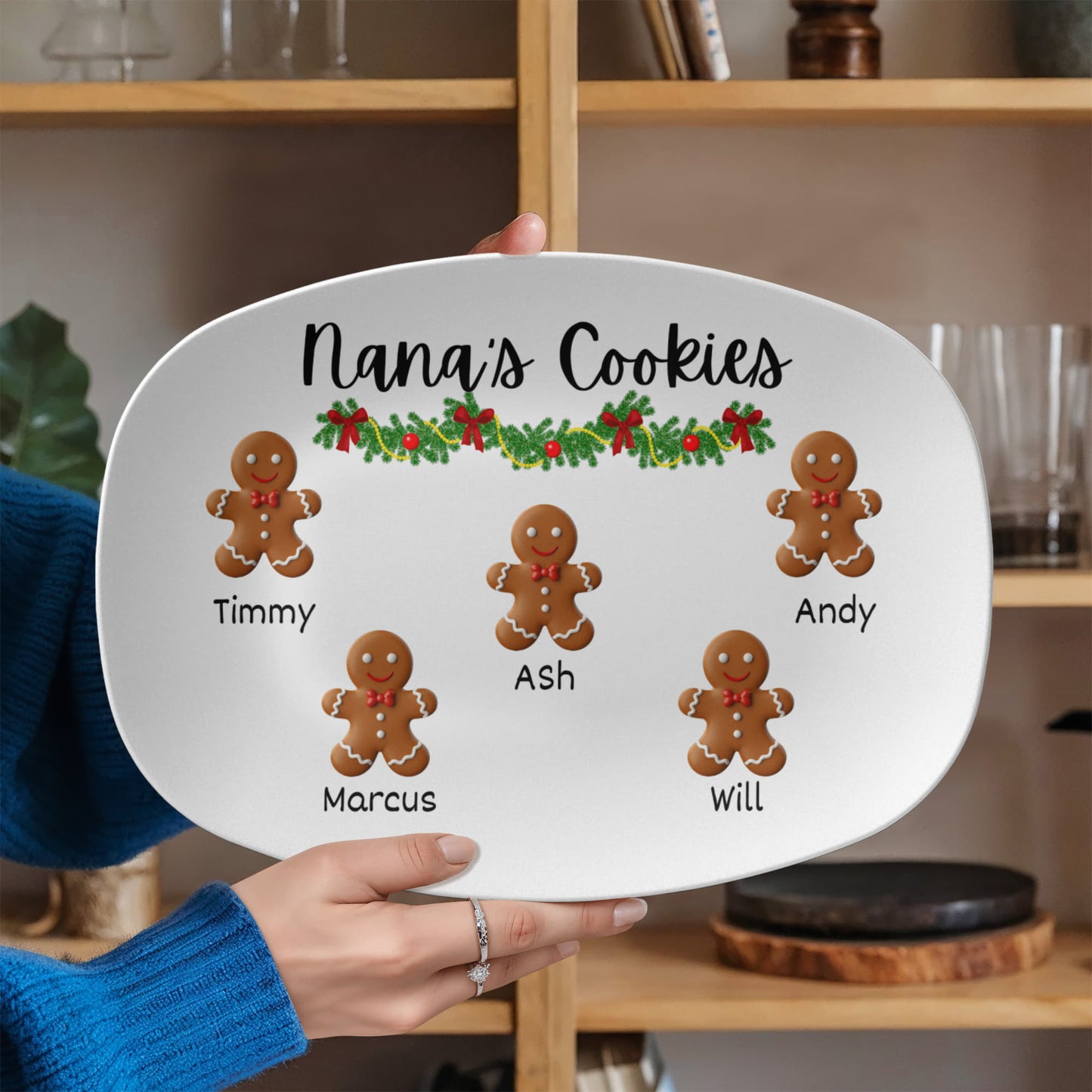 Christmas Cookie Platter Holiday Family Keepsake Nana Papa Christmas Serving Plate Personalized Grandparent Gift Santa Cookie Tradition
