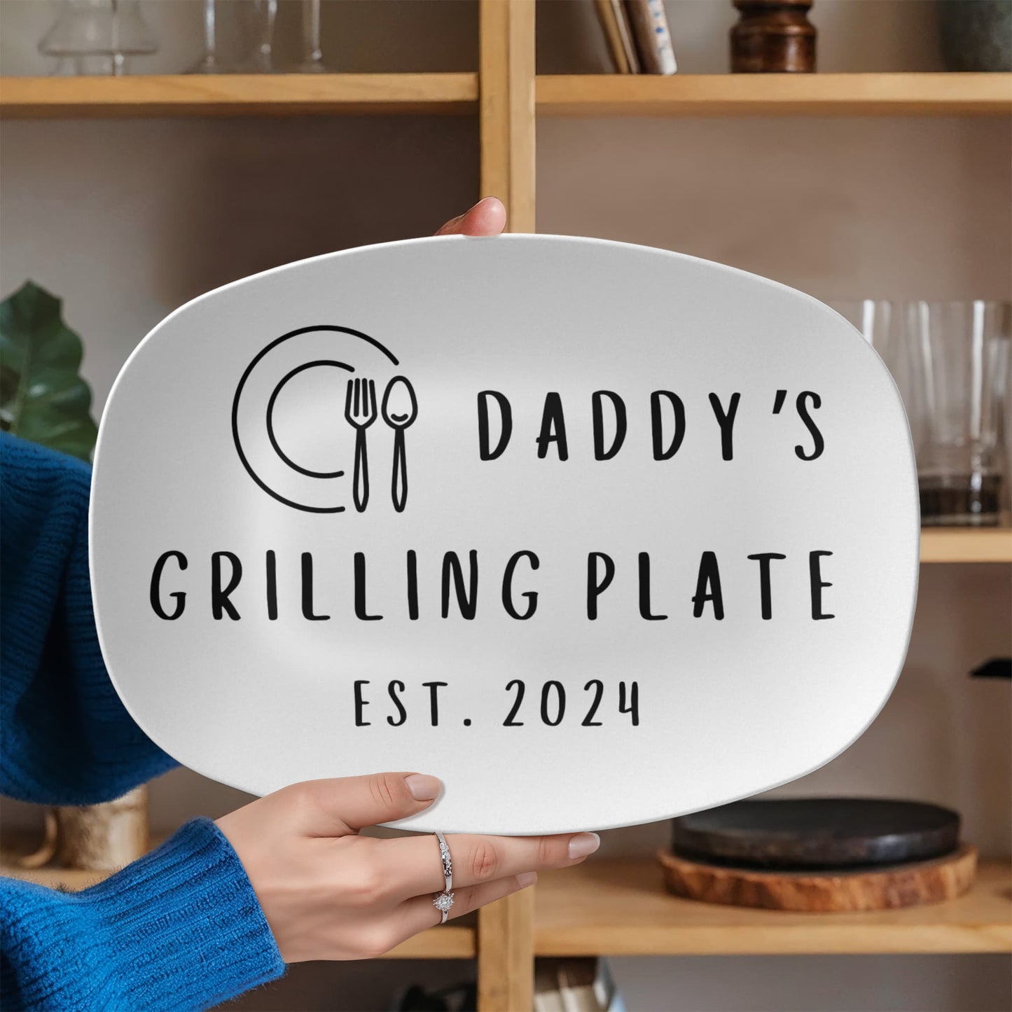 Grilling BBQ Plate, Personalized Serving Tray Platter, Father's Day Gift for BBQ Lover, Gifts for Him, Outdoor Poolside, Christmas for Dad