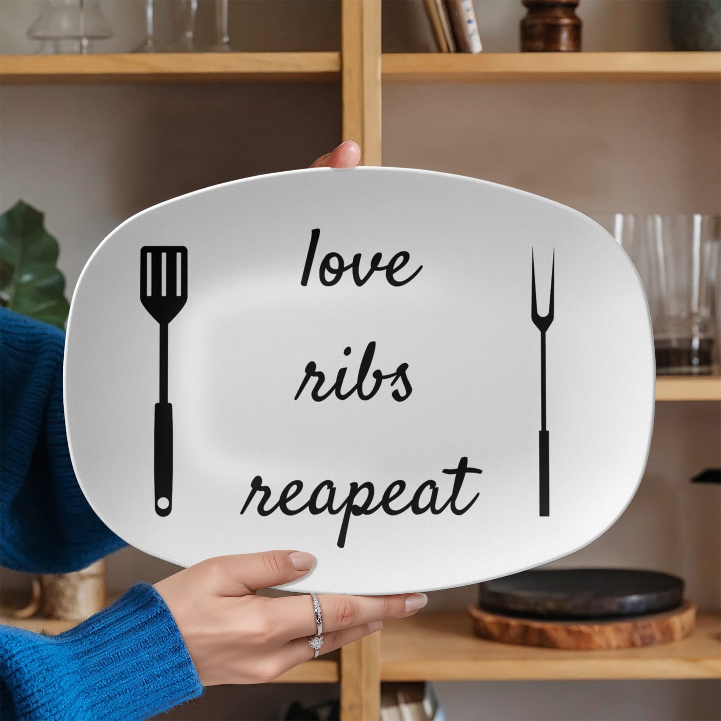Love, ribs, repeat Platter, Funny Serving Platter, Funny Gift For Her Him, Recipe Plate, Birthday Fathers Day Gift For Mom Dad