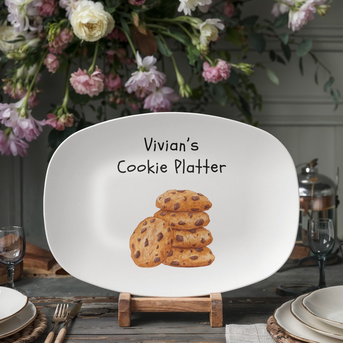 Personalized Cookie Plate, Custom Name Plate, Add Custom Name, Personalized Gift, Cookie Lovers, 10" Polymer Dinnerware, Customizable Plates