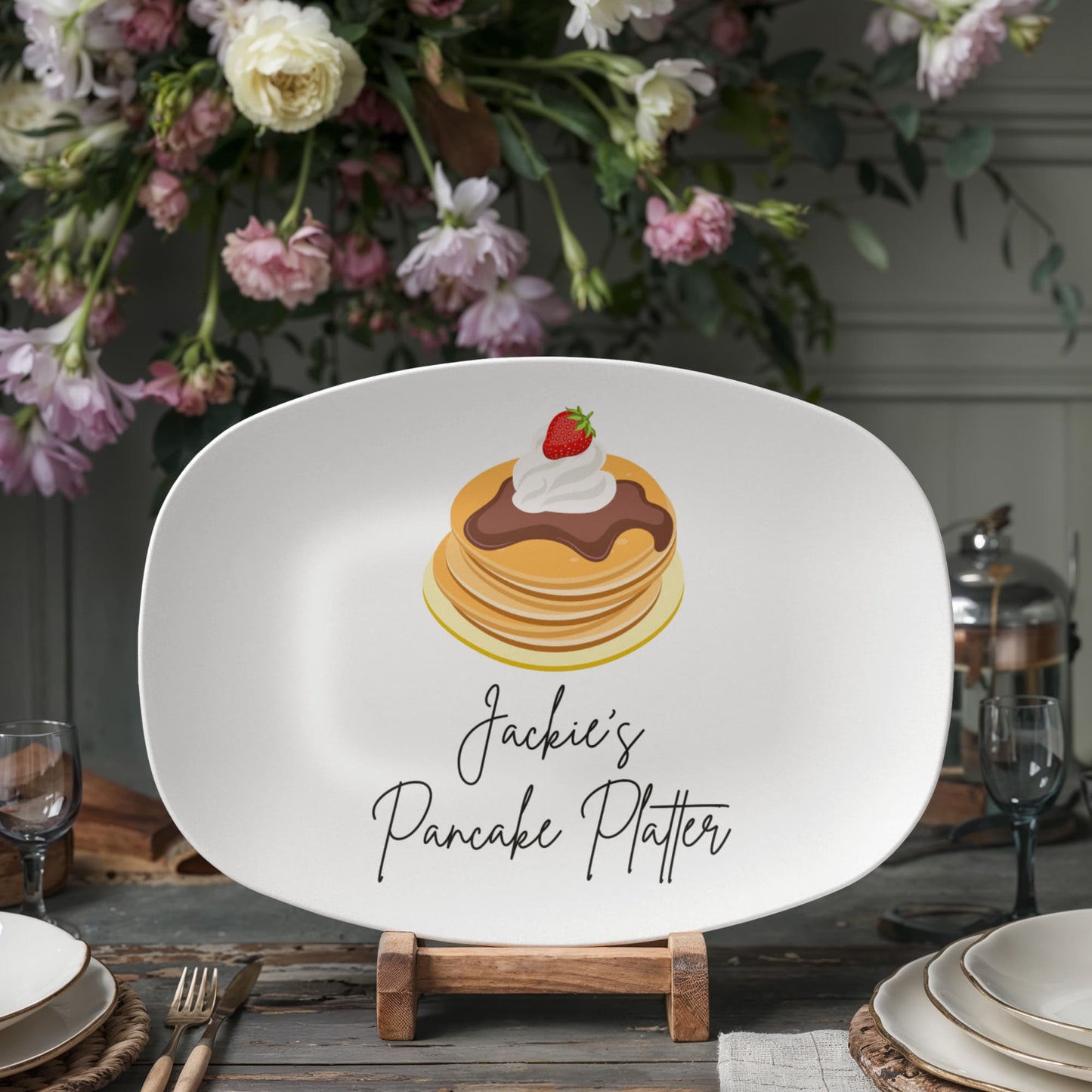 Personalized Pancake Platter, Pancake Lovers, Gift For Him Her, Funny Platter, Custom Serving Platter, Funny Gifts For Dad, Custom Name