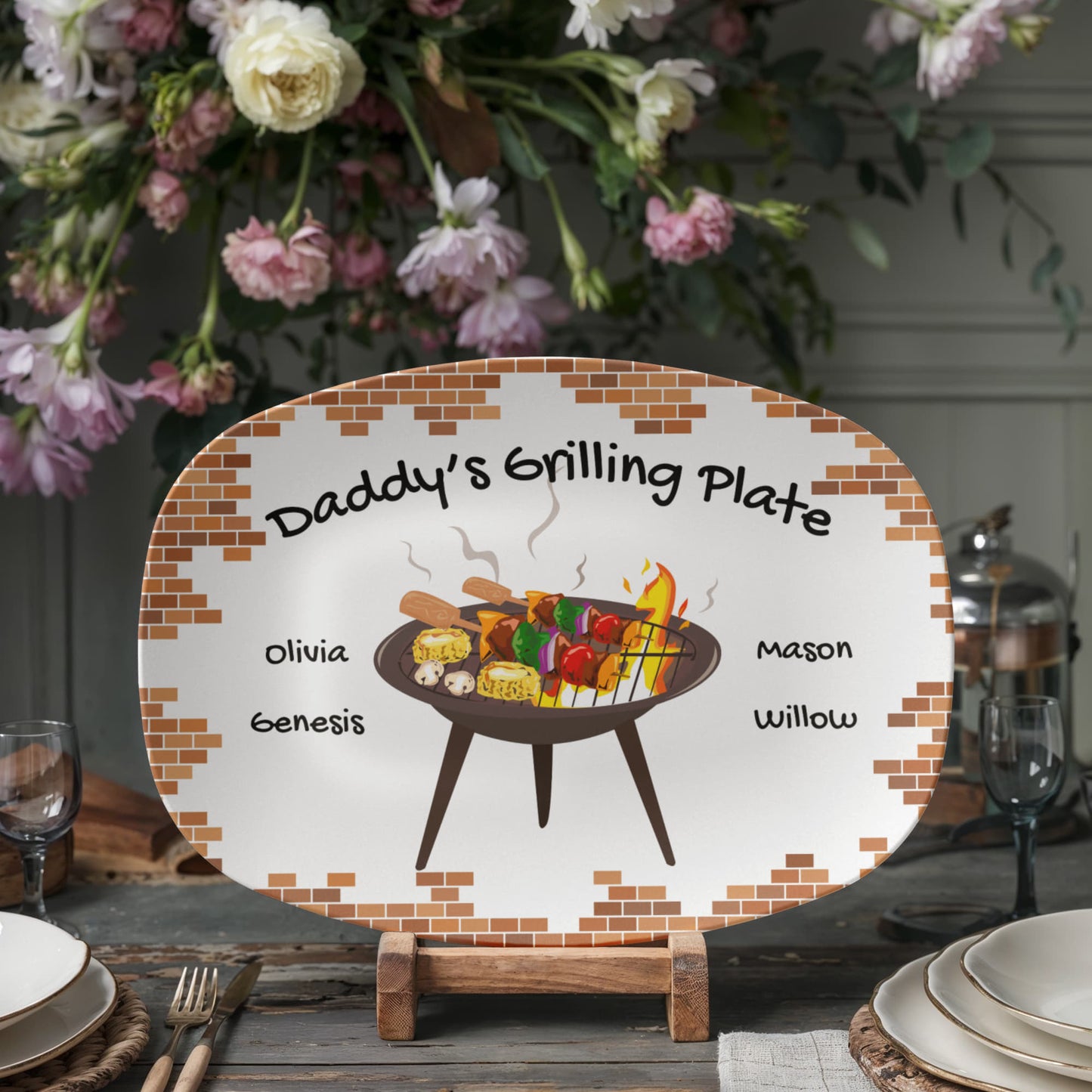 BBQ Grilling Personalized Plate, Daddy's Grilling Plate for Father's Day, Custom Gift for Him for Birthday, Grill Master Dad