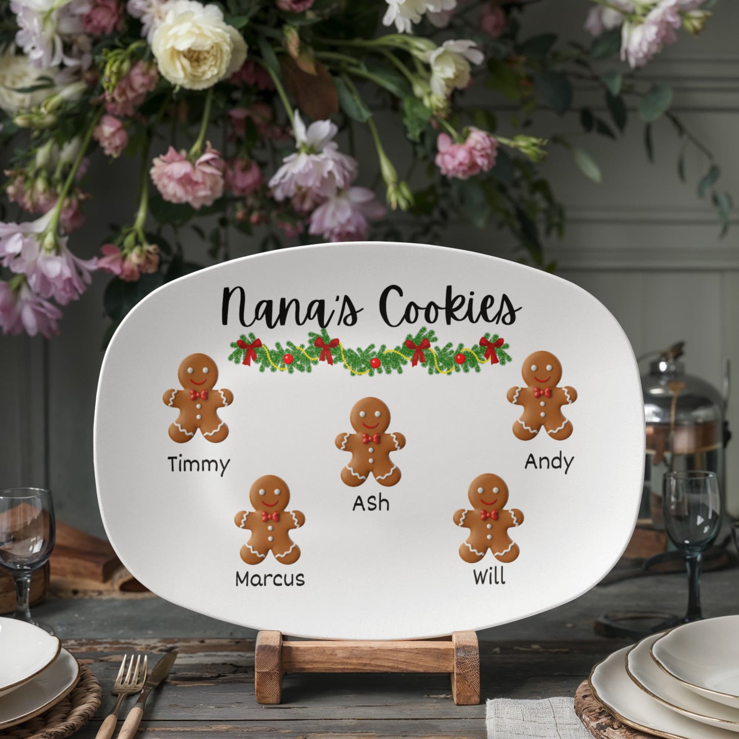 Christmas Cookie Platter Holiday Family Keepsake Nana Papa Christmas Serving Plate Personalized Grandparent Gift Santa Cookie Tradition