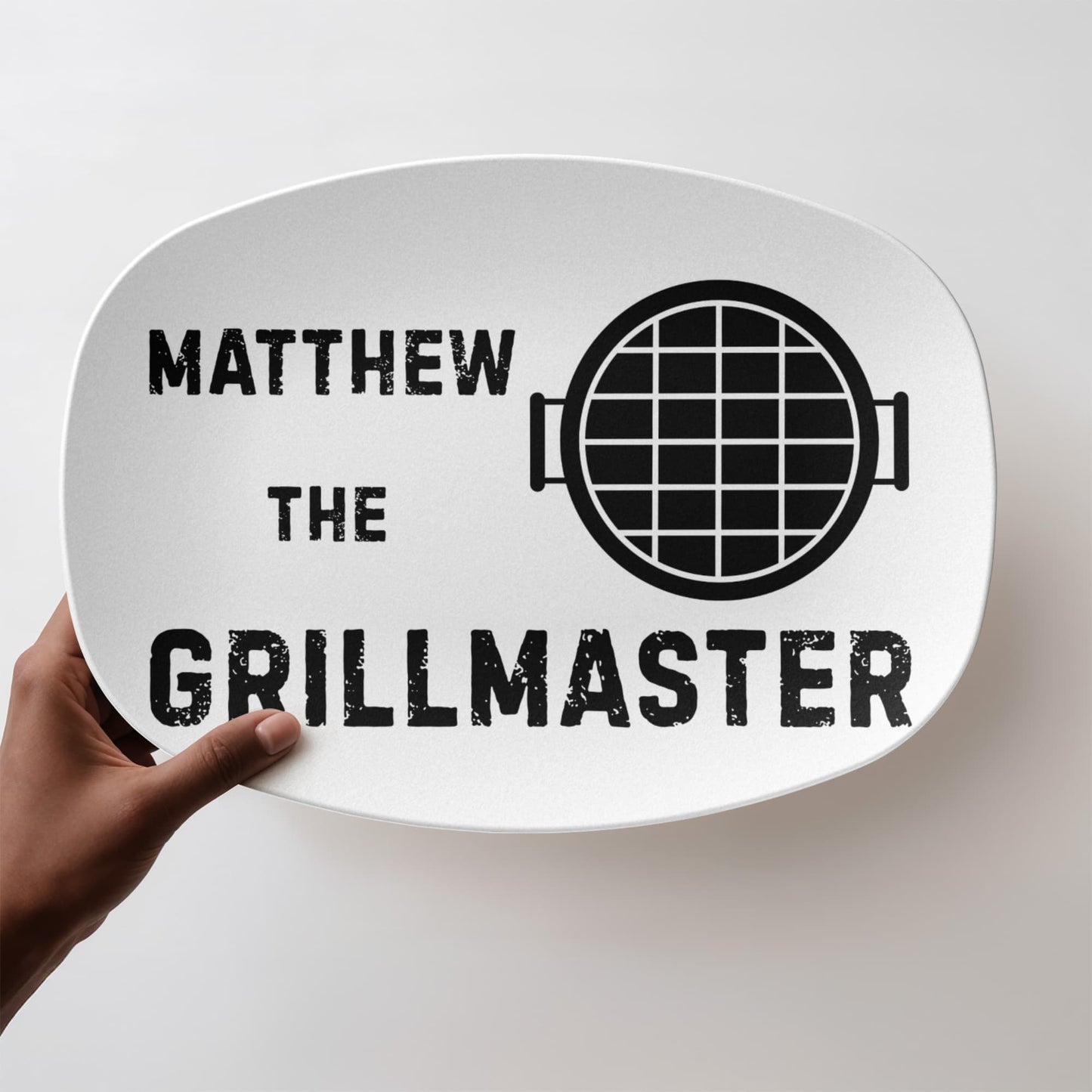 The Grill father BBQ Grilling Personalized Plate, funny unique custom gift for grill bbq master dads, chef dad grilling platter