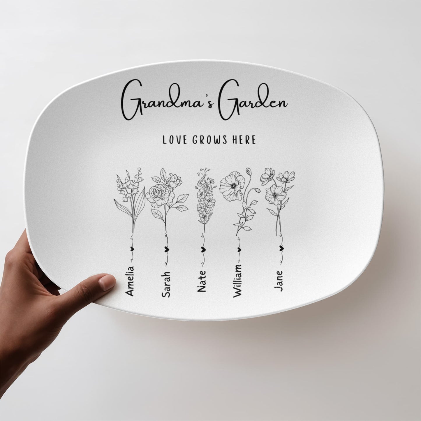 Grandma's graden black and white platter