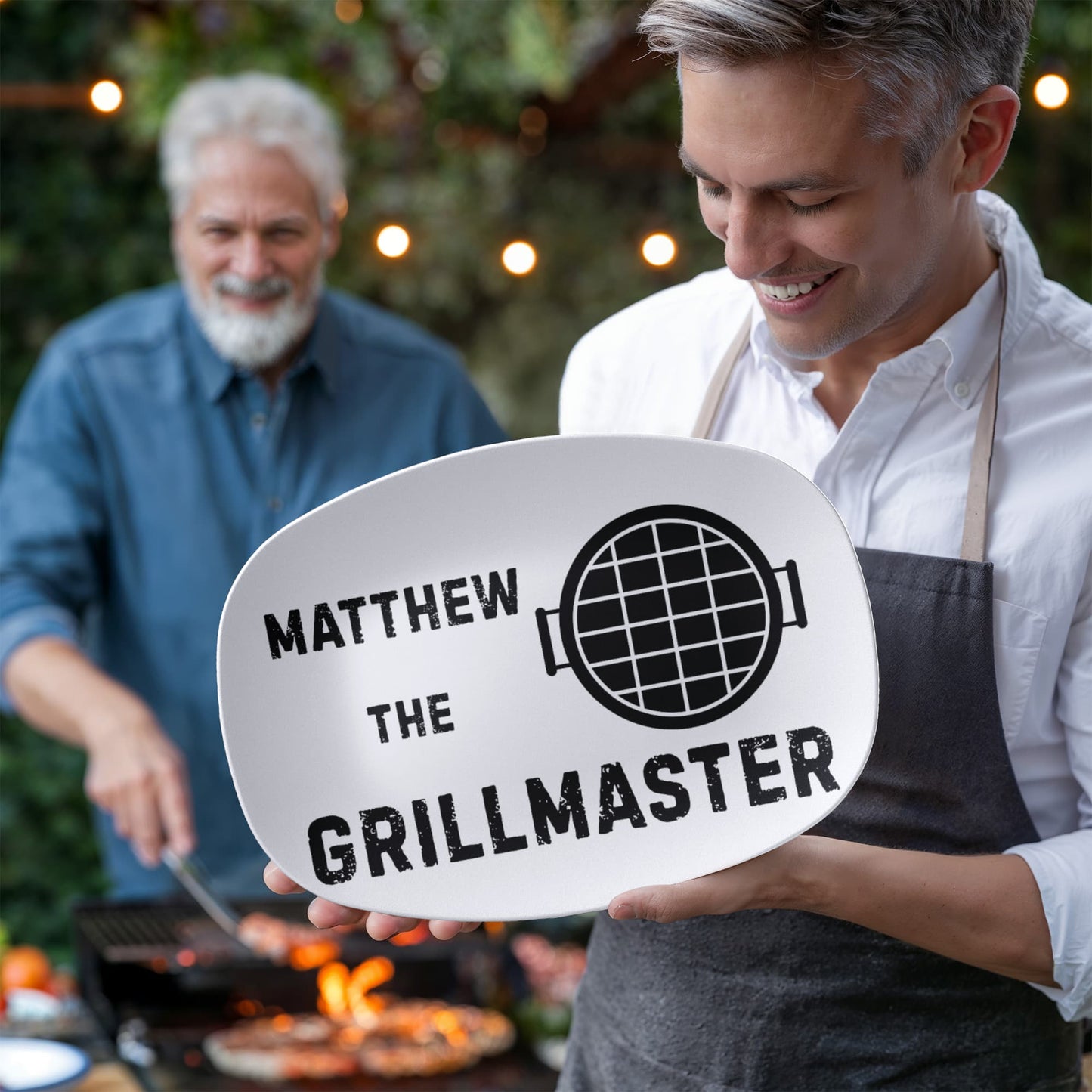 The Grill father BBQ Grilling Personalized Plate, funny unique custom gift for grill bbq master dads, chef dad grilling platter