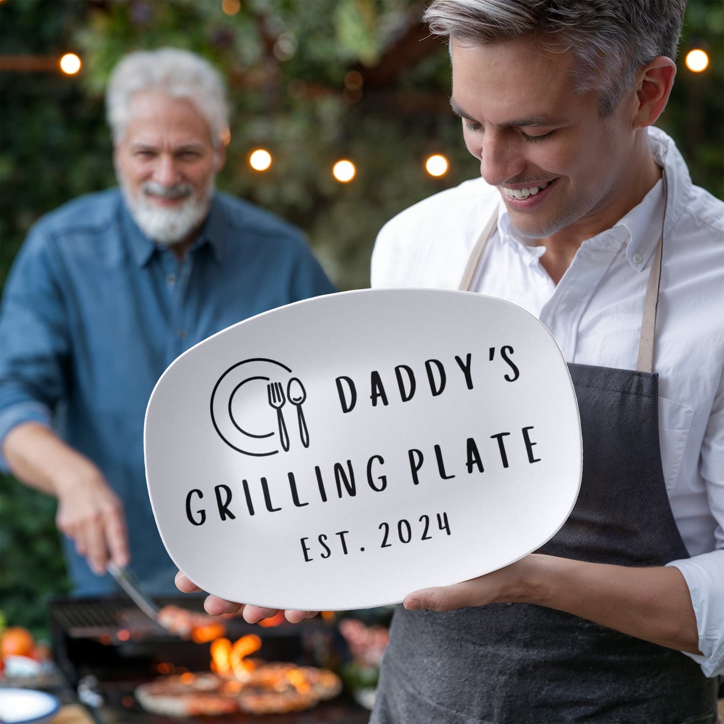 Grilling BBQ Plate, Personalized Serving Tray Platter, Father's Day Gift for BBQ Lover, Gifts for Him, Outdoor Poolside, Christmas for Dad