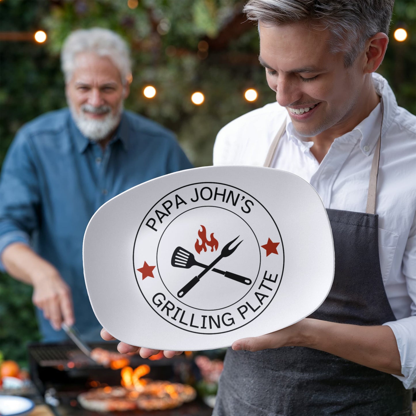 Customized Grilling Plate for Him, Father's Day BBQ Gifts, Personalized Serving Tray, Grilling Platter, Grandpa Gifts from Kids, Grill Gifts