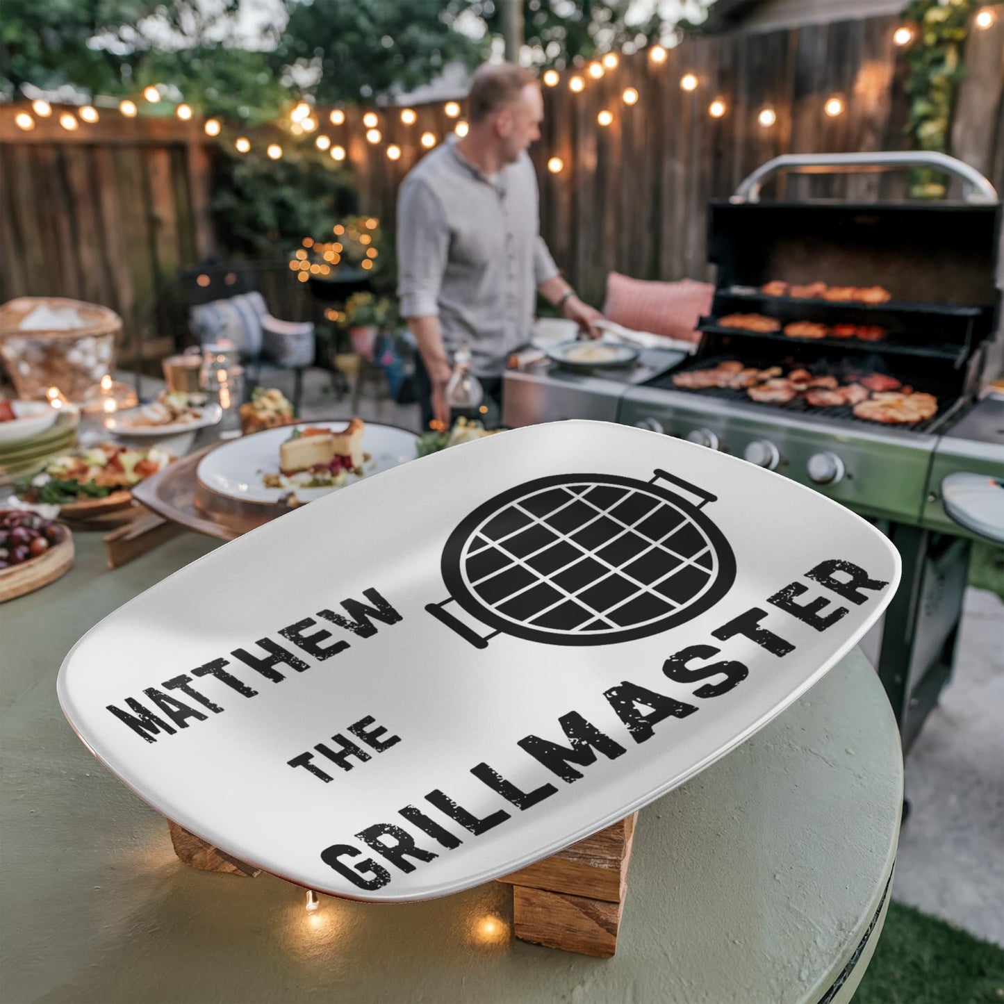 The Grill father BBQ Grilling Personalized Plate, funny unique custom gift for grill bbq master dads, chef dad grilling platter