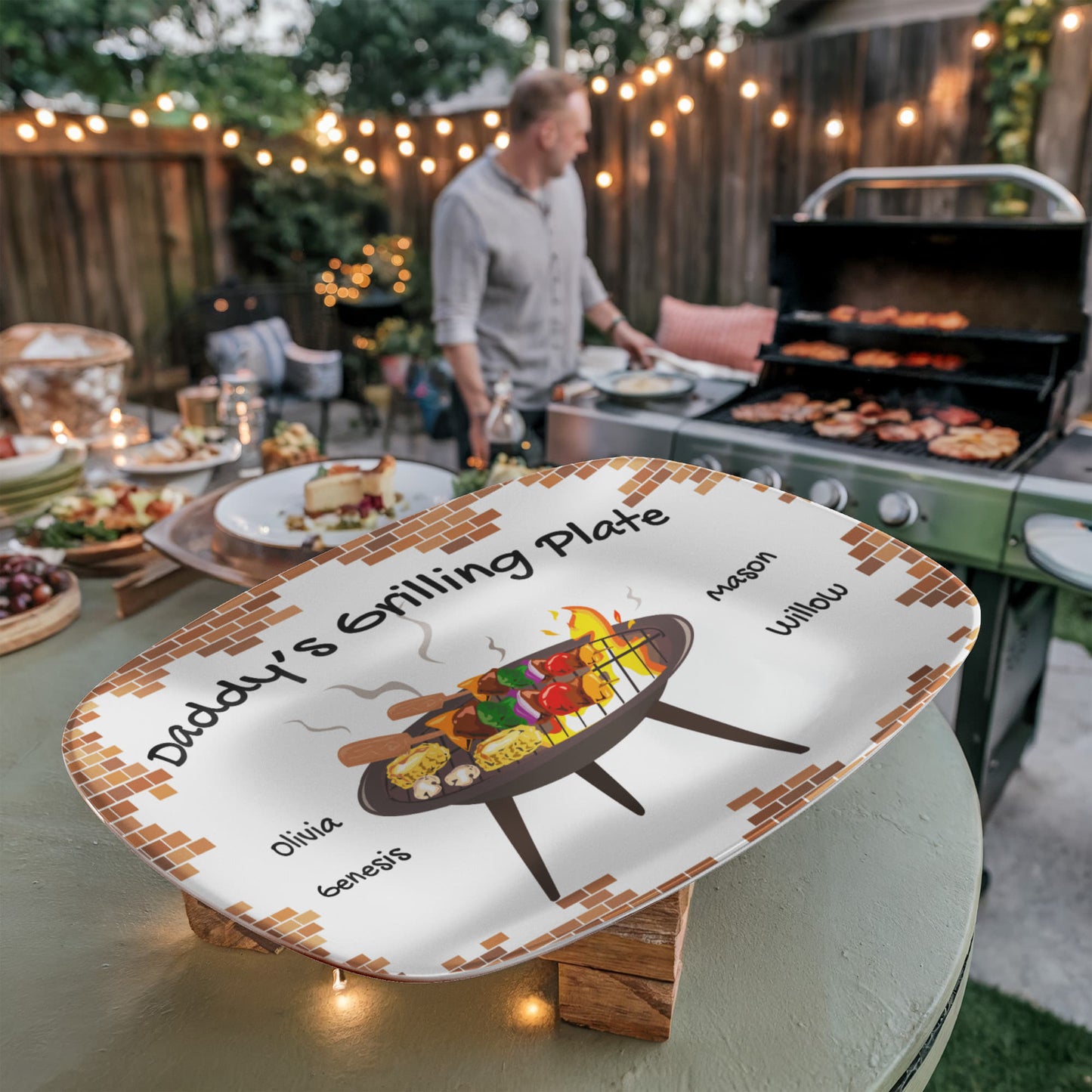 BBQ Grilling Personalized Plate, Daddy's Grilling Plate for Father's Day, Custom Gift for Him for Birthday, Grill Master Dad