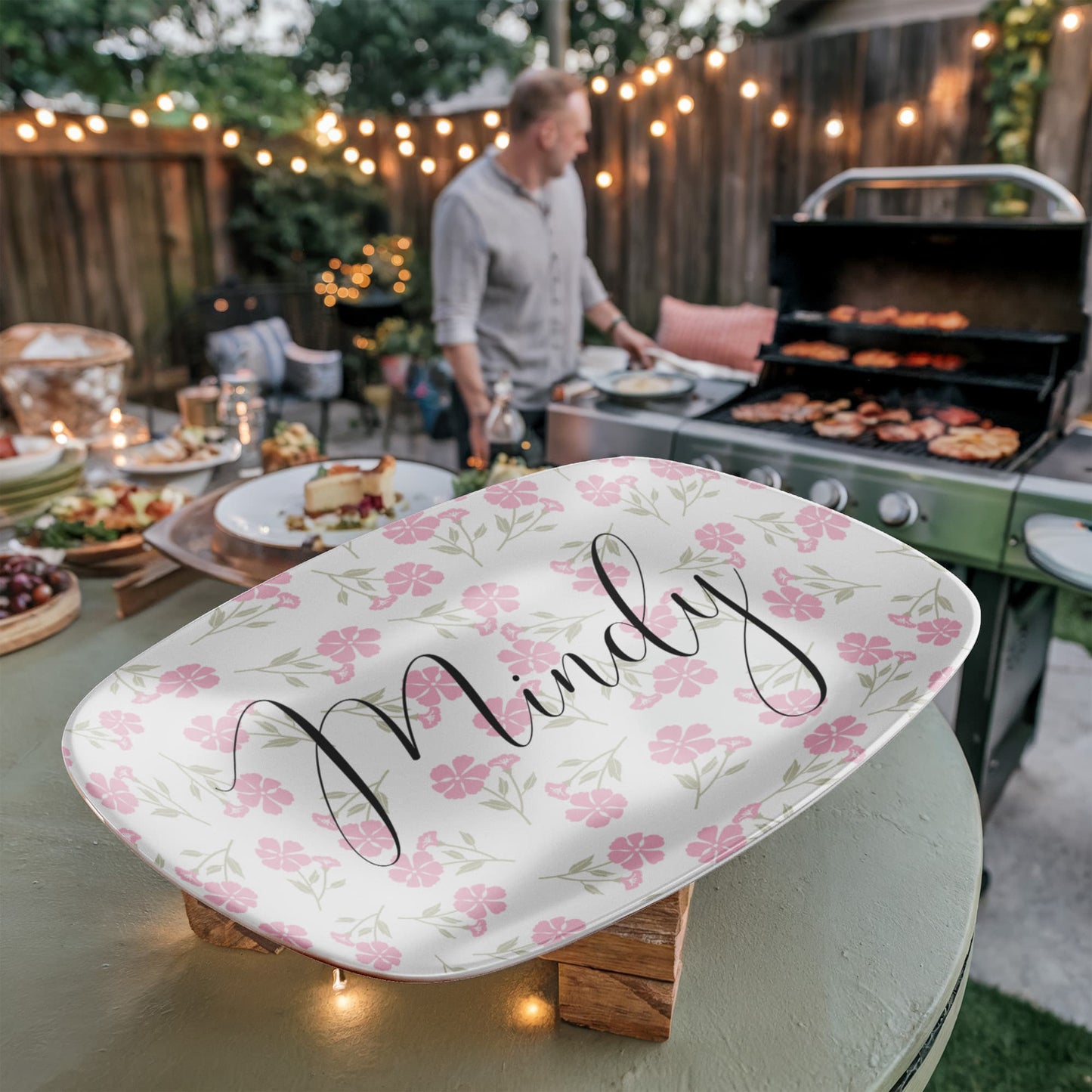 Custom Floral Wreath Personalized Platter | Choose Your Design | Wedding • Shower • Anniversary • Housewarming