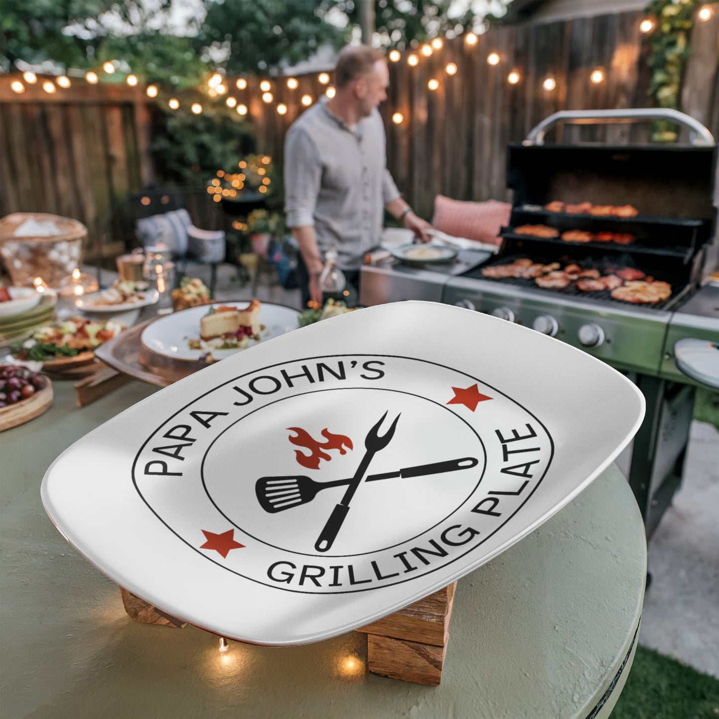 Customized Grilling Plate for Him, Father's Day BBQ Gifts, Personalized Serving Tray, Grilling Platter, Grandpa Gifts from Kids, Grill Gifts