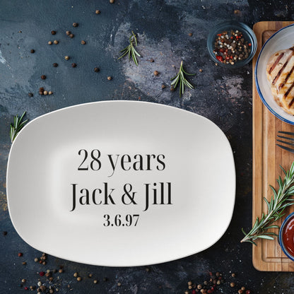 50th Anniversary Gift, Anniversary Gift for Parents or Signature Guestbook Ceramic Platter - Personalized with Painted Names and Date