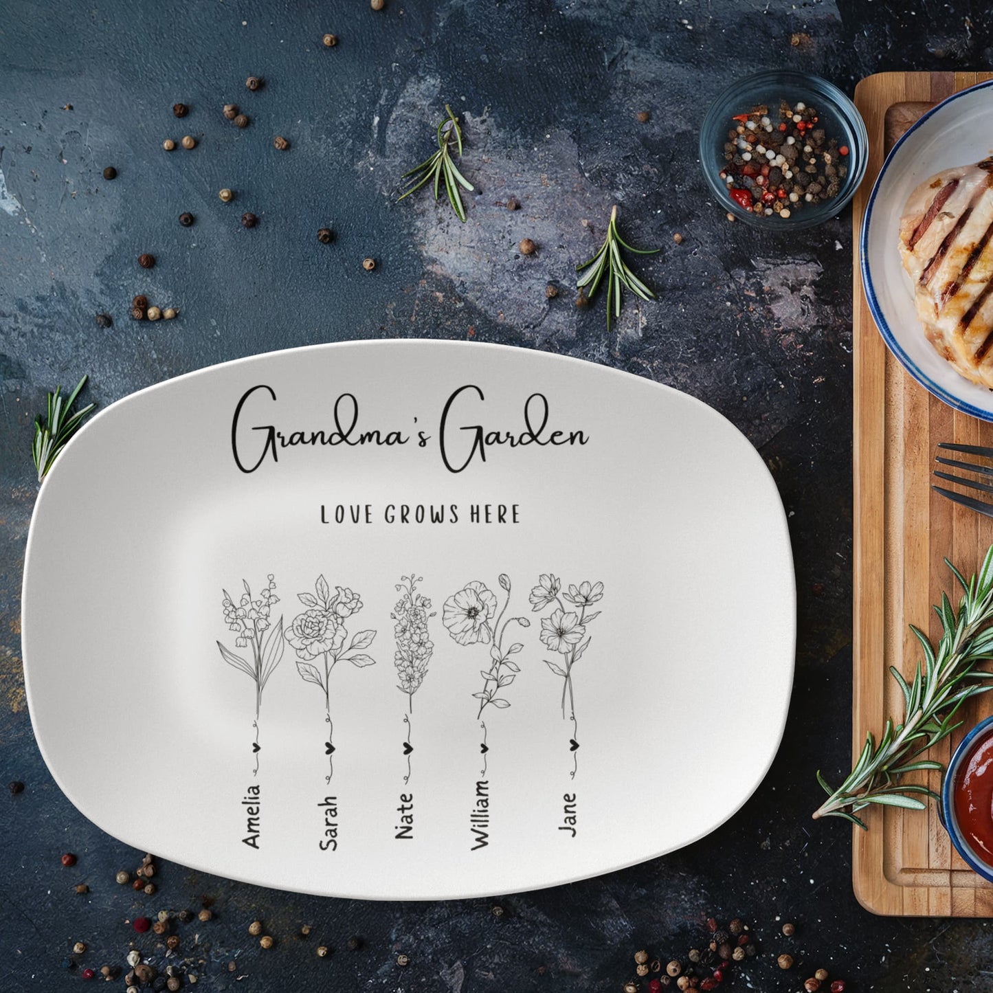 Grandma's graden black and white platter