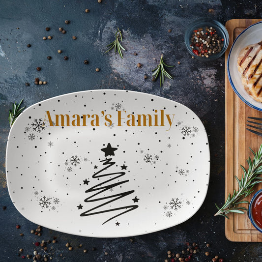 Personalised Christmas Serving Platter Family Name Christmas Platter Xmas Serving Plate Name Serving Tray Custom Name Housewarming Gift
