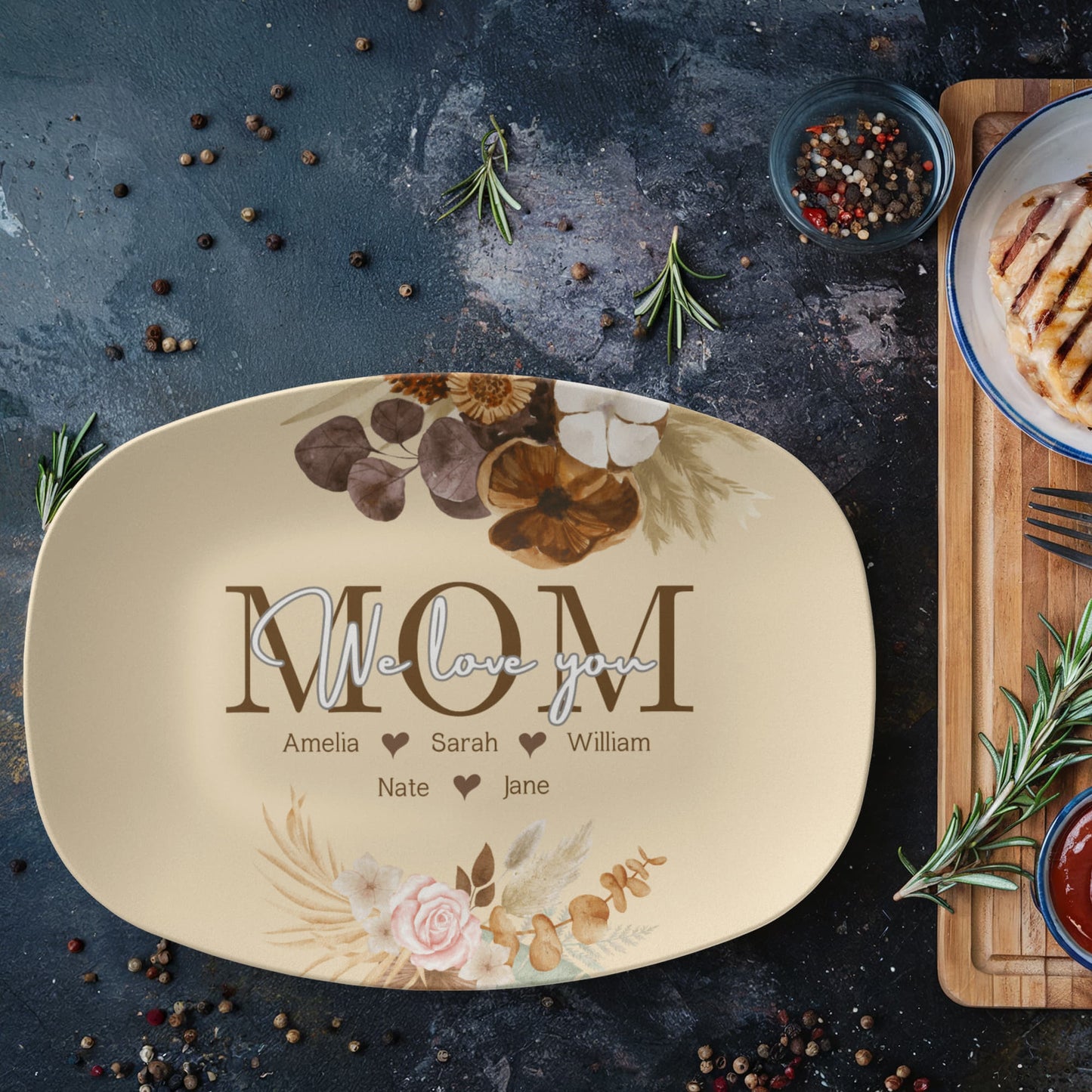 Floral design platter for mom