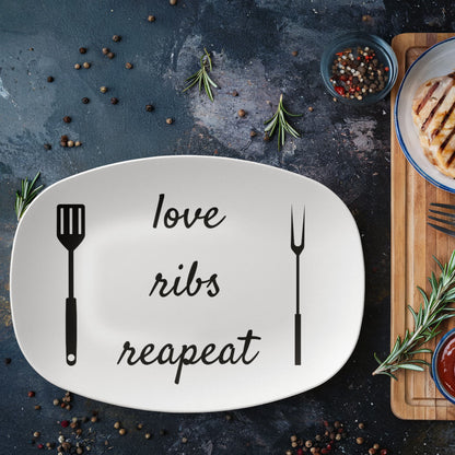 Love, ribs, repeat Platter, Funny Serving Platter, Funny Gift For Her Him, Recipe Plate, Birthday Fathers Day Gift For Mom Dad