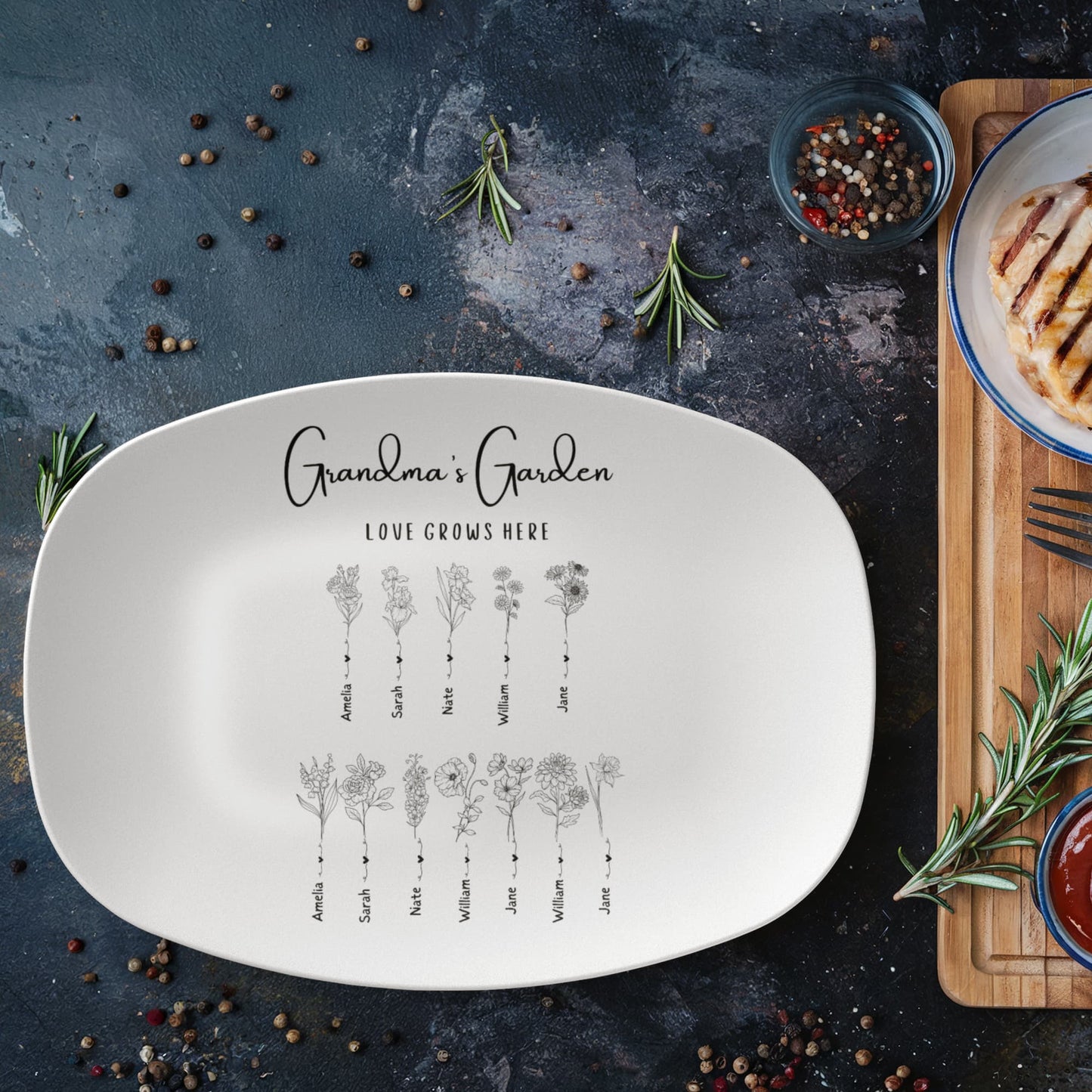 Grandchildren gift to grandma, Personalized Platter