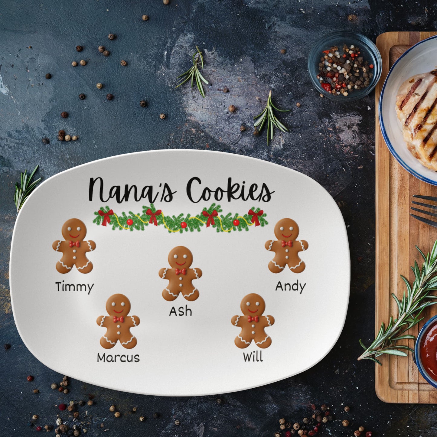 Christmas Cookie Platter Holiday Family Keepsake Nana Papa Christmas Serving Plate Personalized Grandparent Gift Santa Cookie Tradition