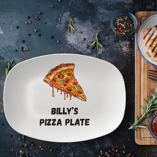 Personalized Pizza Plate, Custom Plate, Add A Custom Name, Personalized Gift For Pizza Lovers, 10" Polymer Dinnerware, Customizable Plates