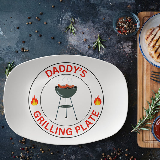 BBQ Grill Platter, Father's Day Grilling Gift for Him, Personalized Gift for Dad, Patio Outdoor Serving Tray • Custom Plate